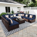UPHA 9 Pieces Patio Furniture Sets, Wicker Outdoor Sectional Sofa Couch by UPHA