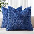 decorUhome Throw Pillow Covers 16x16 Inch Set of 2, Soft Plush Faux Wool Dark by decorUhome