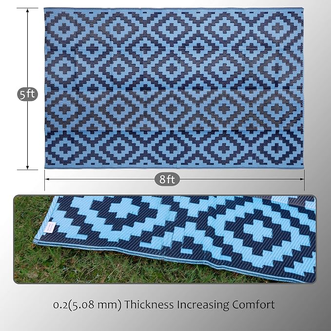 SAND MINE Reversible Mats, Plastic Straw Rug, Modern Area Rug, Large Floor Mat - Image 2