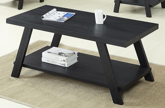Roundhill Furniture Athens Contemporary 3-Piece Wood Shelf Coffee Table Set - Image 3