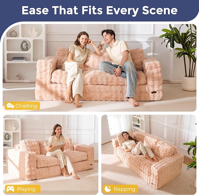 MAXYOYO 3 Seater Sofa for Living Room, Tufted Boneless Couch Bubbled Sofa Couch - Image 3