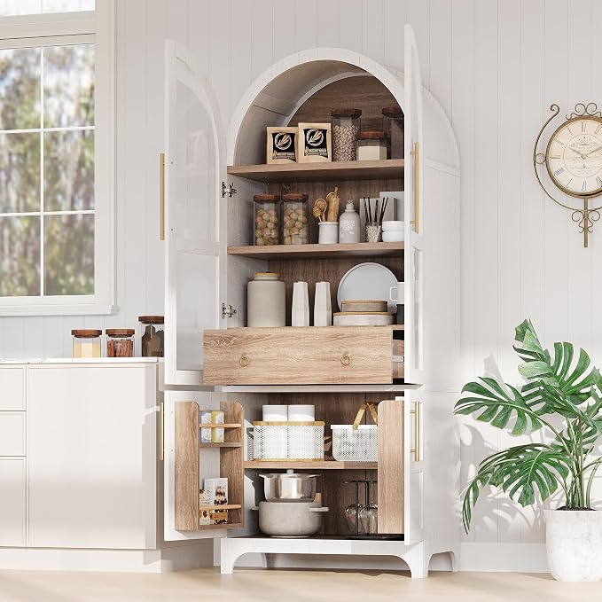 VilroCaz 71" Tall Arched Kitchen Pantry - Image 4