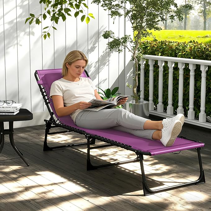Outsunny Folding Chaise Lounge Chair, Patio Sun Tanning Chair, Outdoor Chaise - Image 7