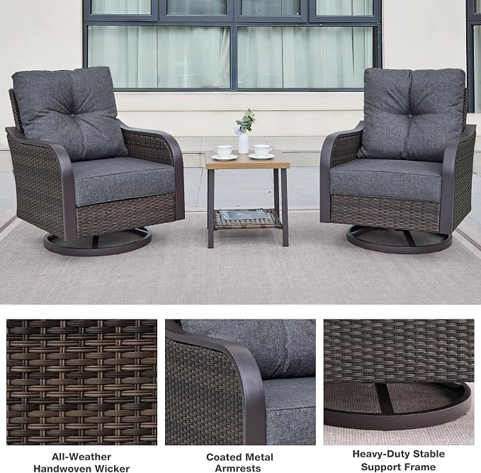 Outdoor Swivel Rocker Chairs, Wicker Swivel Rocking Chairs - Image 6