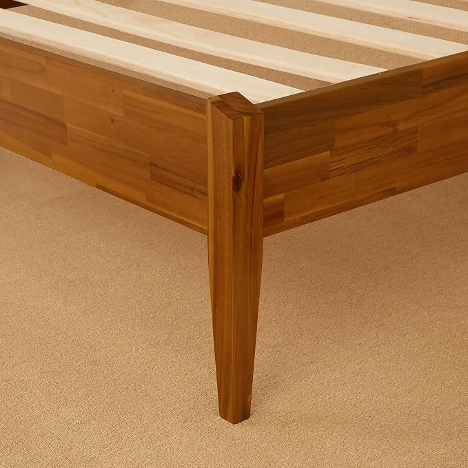 Bme Dinkee Twin Bed Frames without Headboard, Acacia Wood 15 Inch Platform Bed - Image 7