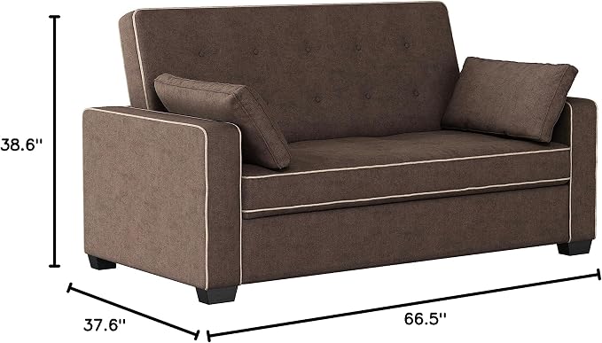 Serta Ainsley Loveseat with Pull Out Sleeper Microfiber Java Full - Image 3
