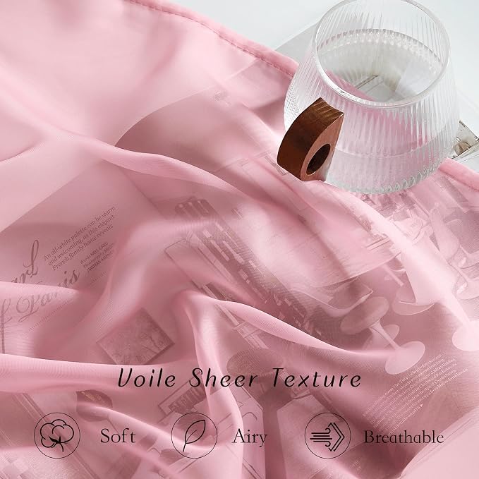 NICETOWN Pink Sheer Curtains 2 Panels - Image 5