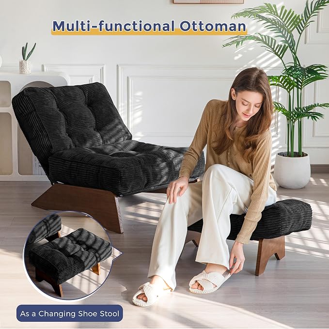 MAXYOYO Accent Chair with Ottoman Adjustable Backrest, Tufted Living Room Chair - Image 4