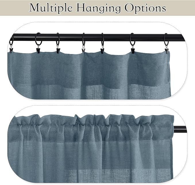 RYB HOME Swag Valances for Living Room, Linen Blend Curtains Semi Sheer Window - Image 3