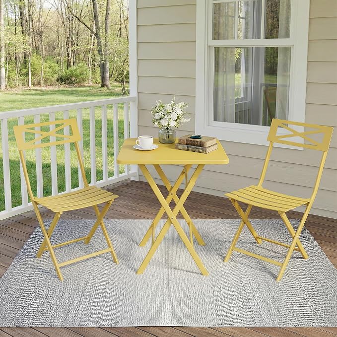 GarveeLife 3 Piece Outdoor Bistro Set, All Metal Patio Table and Chairs Set - Image 5