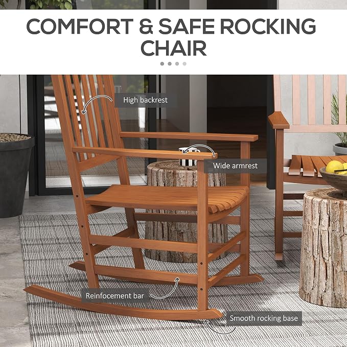 Outsunny Outdoor Rocking Chair Set of 2, Patio Rocking Chair - Image 5