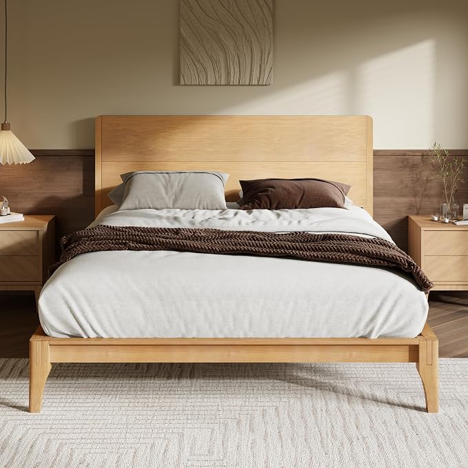 Merax King Size Bamboo Platform Bed, Mid-Century Modern Bed Frame by Merax