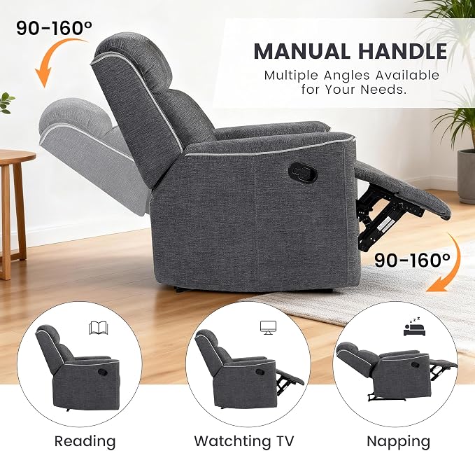 Betsy Furniture Soft Microfiber Manual Reclining Sofa w/Dropdown Table - Image 4
