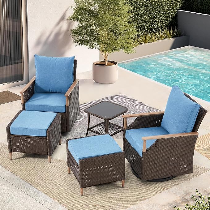 MELLCOM Patio Furniture Set, Weather Resistant Olefin Fabric by MELLCOM