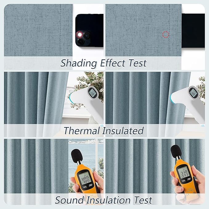 Guken 100% Blackout Linen Curtains 90 Inch Length 2 Panels Set - Image 4