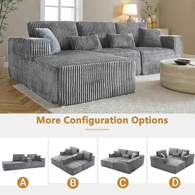 110" Cloud Sectional Couch, Modular Sectional Sofa - Image 6