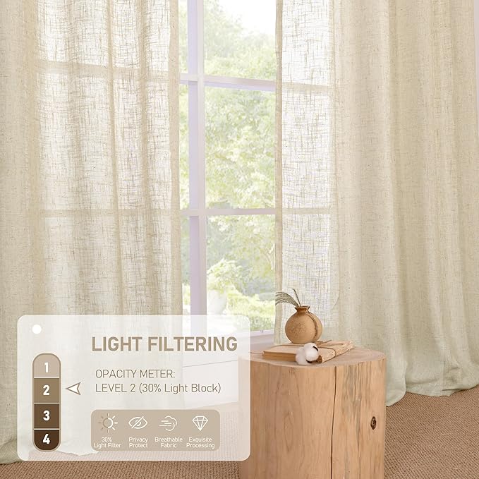 LAMIT Sheer Linen Window Curtains 54 Inch Length - Image 4