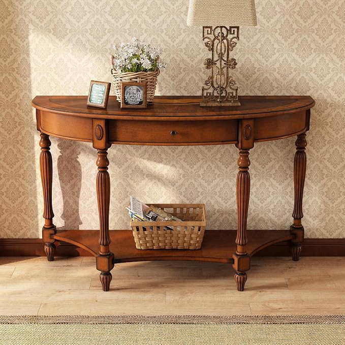 Solid Wood Semi-Circle Console Table by JESONVID
