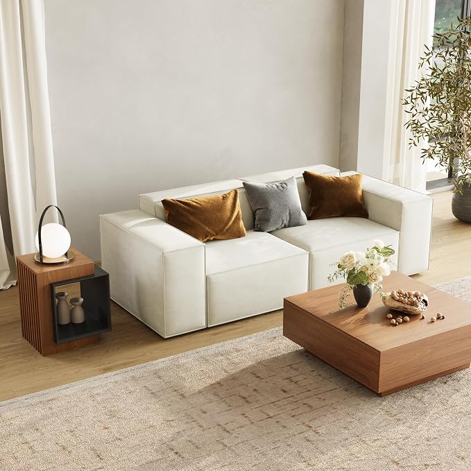 POVISON Minimalist Side Table, 17.71" Wood End Table - Image 3
