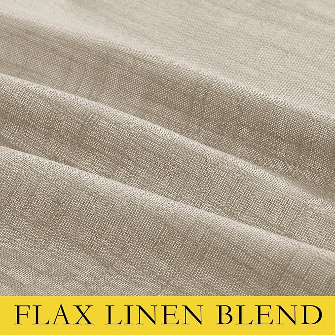 NICETOWN Taupe 100% Blackout Linen Curtains 120 inch Long Burg, Farmhouse Thick - Image 8
