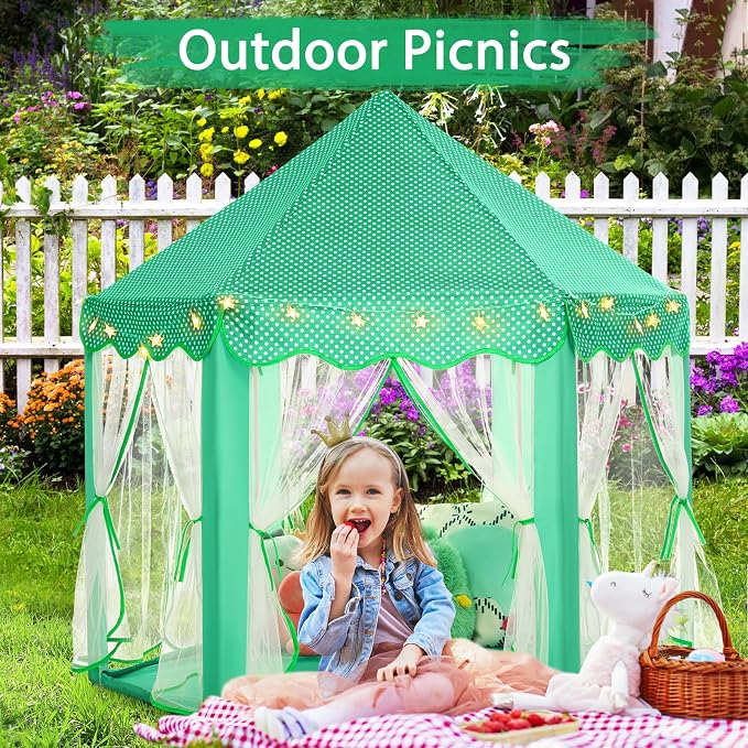 Monobeach Princess Tent Girls Green Large Playhouse Kids Castle Play Tent - Image 6