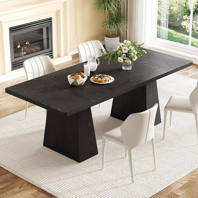 LITTLE TREE Dining Table for 4-6 People, Wooden Table, Rectangle Furniture by LITTLETREE