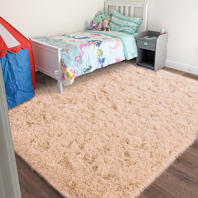 Camel Rugs for Bedroom, Soft Shaggy Modern Shag 4x6 Area Rug for Living Room - Image 6