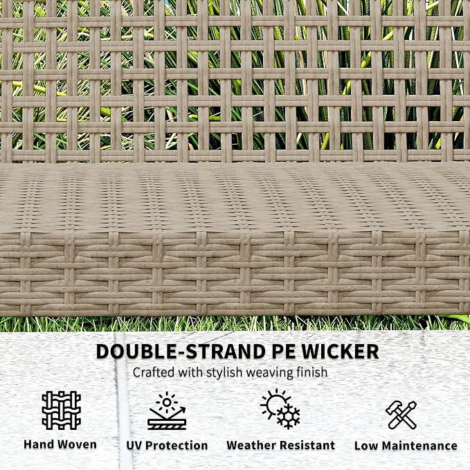 Outsunny Wicker Outdoor Couch, 3-Seat Rattan Outdoor Patio Sofa, 1000 lbs. - Image 5