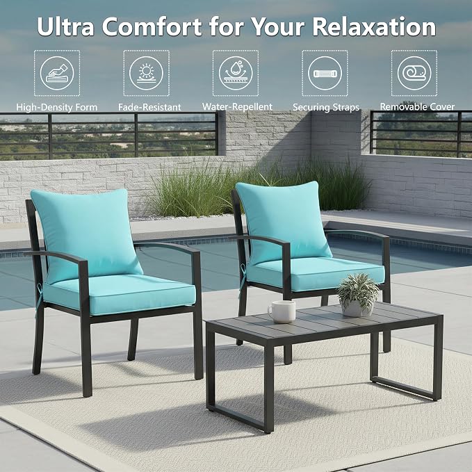 22x22 Inch Patio Chair Cushions Set of 2, Outdoor Furniture Cushions - Image 2