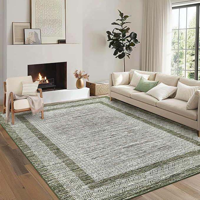 GarveeHome Modern Geometric Area Rug 5x7 Distressed Bordered Rug Washable Non by GarveeHome