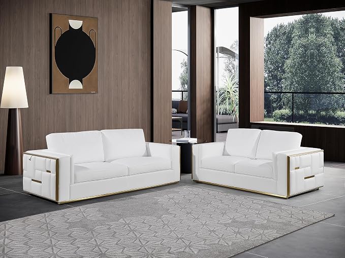 Blackjack Furniture Catania Modern Top Grain Italian Leather Sofa Set - Image 2