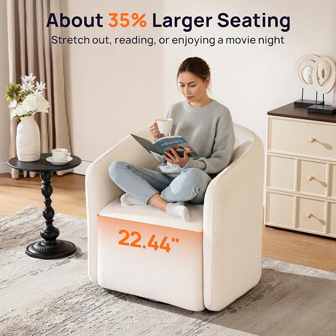 Oversized Boucle Swivel Accent Chair - Image 6