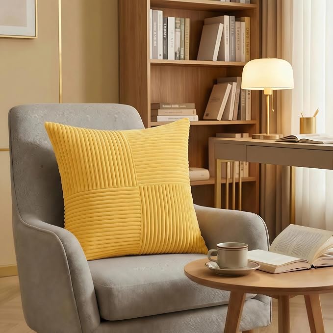 Fancy Homi 2 Packs Yellow Big Decorative Throw Pillow Covers 24x24 Inch - Image 6