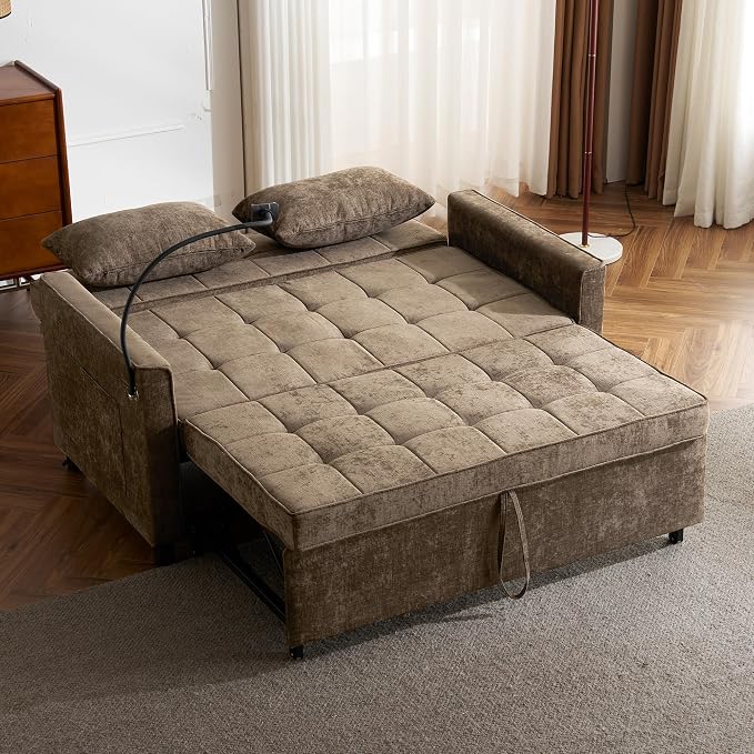 3 in 1 Convertible Sleeper Sofa Bed, 56.9" Small Pull Out Couch Bed - Image 4
