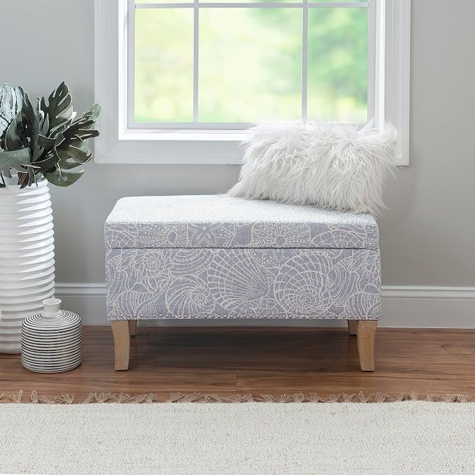 Linon Stone Upholstered Storage Stephanie Ottoman - Image 16