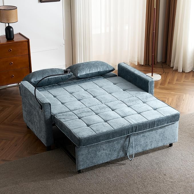 3 in 1 Convertible Sleeper Sofa Bed, 56.9" Small Pull Out Couch Bed - Image 4