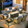 ovios 9 Pieces Patio Furniture Set, Outdoor Wicker Sofa Couch by OVIOS