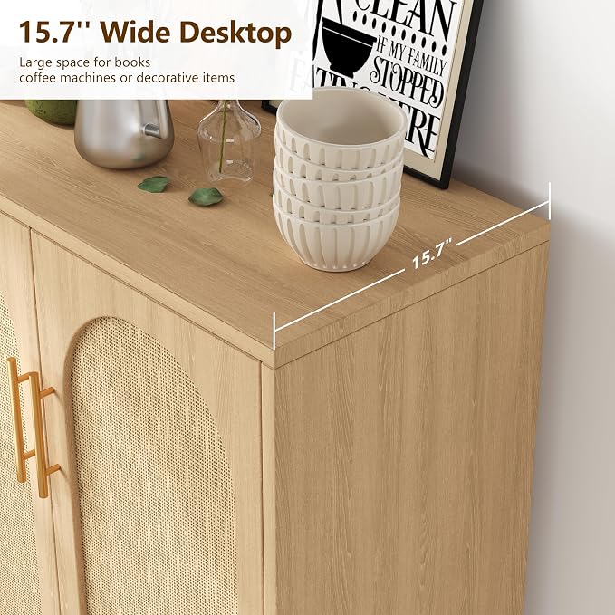 Set of 2 Rattan Buffet Cabinet - Image 2