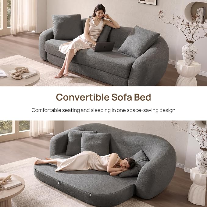 SICOTAS Curved Sofa Couch Bed for Living Room Convertible Futon Cloud Boneless - Image 4