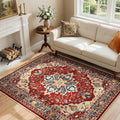 RELEANY Area Rugs 4'x6' Washable Non-Slip, Floral Vintage Distress Print by RELEANY