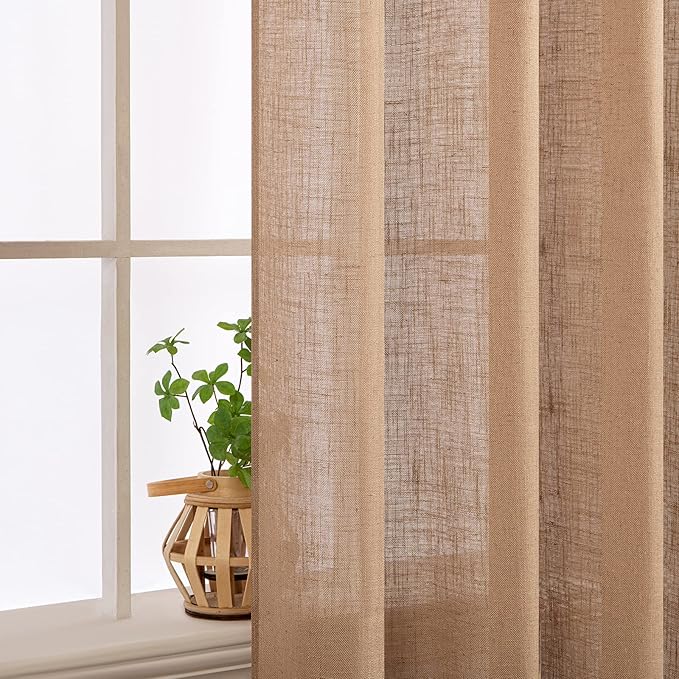 MIULEE Brown Linen Curtains 96 Inches Long - Image 5