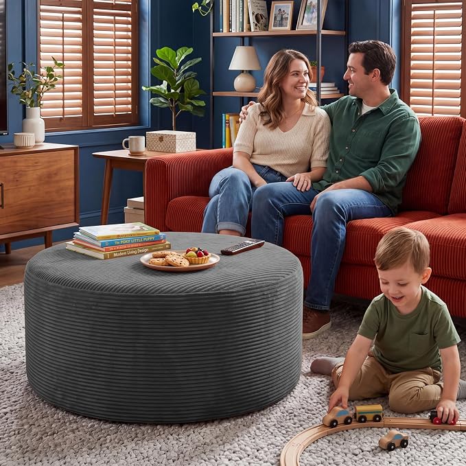 BSHOMGI Round Boneless Ottoman Oversized Ottomans - Image 6