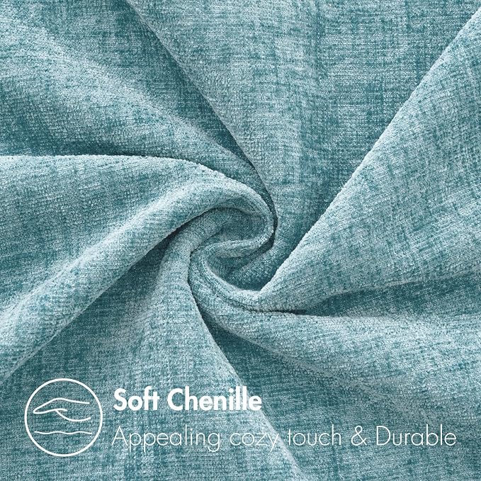 MIULEE Pack of 2 Couch Throw Pillow Covers 18x18 Inch Soft Smoke Blue Chenille - Image 2