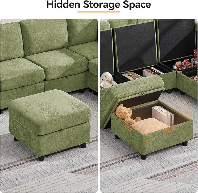 104'' V Shaped Modular Sofa, Sectional Couch - Image 7