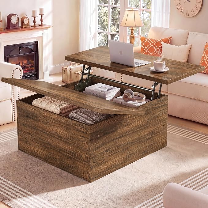 HUAHUU 31.5" Lift Top Coffee Table, 4 in 1 Square Coffee Table by HUAHUU