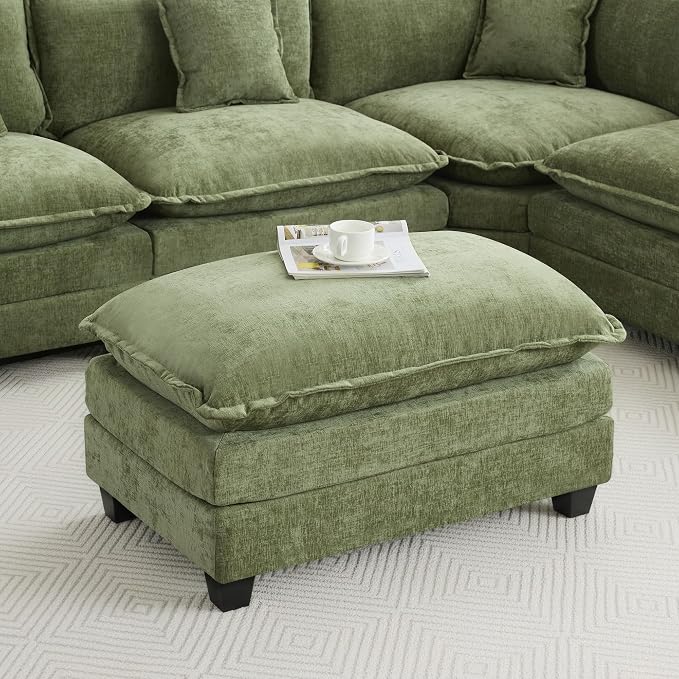35‘’ Modern Chenille Cloud Sofa Ottoman, Rectangle Ottoman by WUTUTUEE