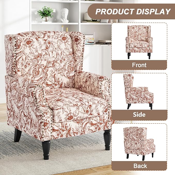 Pia Ricco High Back Floral Accent Chair - Image 3