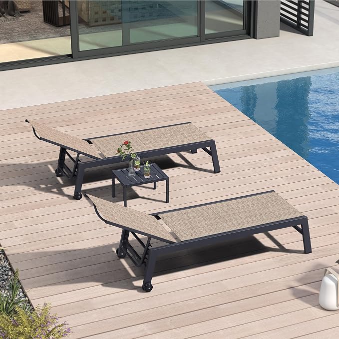 PURPLE LEAF Outdoor Chaise Lounge Set of 2 Aluminum Patio Lounge Chair - Image 3