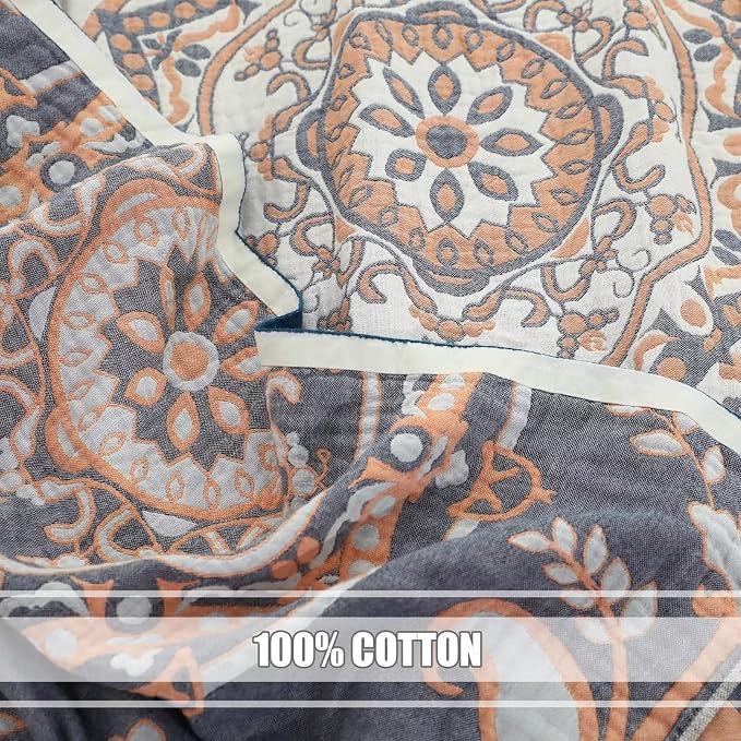 LUTBM Boho Throw Blanket for Bed 100% Cotton Ultra Soft Rustic Quilt Summer - Image 7