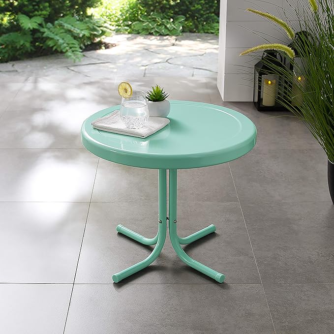 Crosley Furniture Griffith Weather Resistant Retro Metal Outdoor Side Table - Image 10